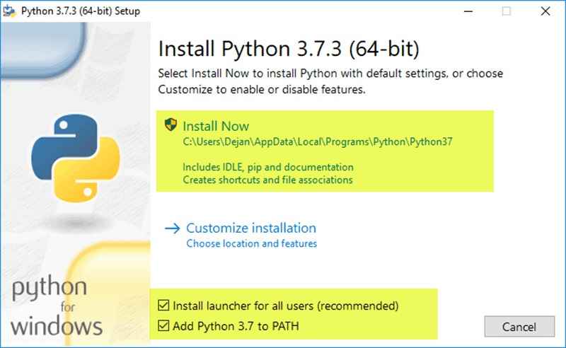 install python